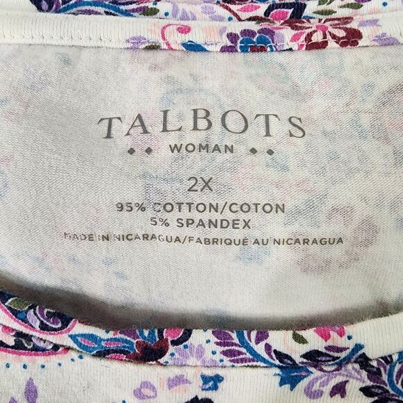 Talbots Womens Top Tee Size 2X Multicolor Long Sleeve Pullover Floral Round Neck - Picture 7 of 8